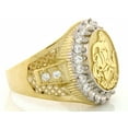 thumbnail image 3 of JackAni 10k Solid Yellow Gold CZ Accented Men's Aquarius Zodiac Ring, 3 of 5