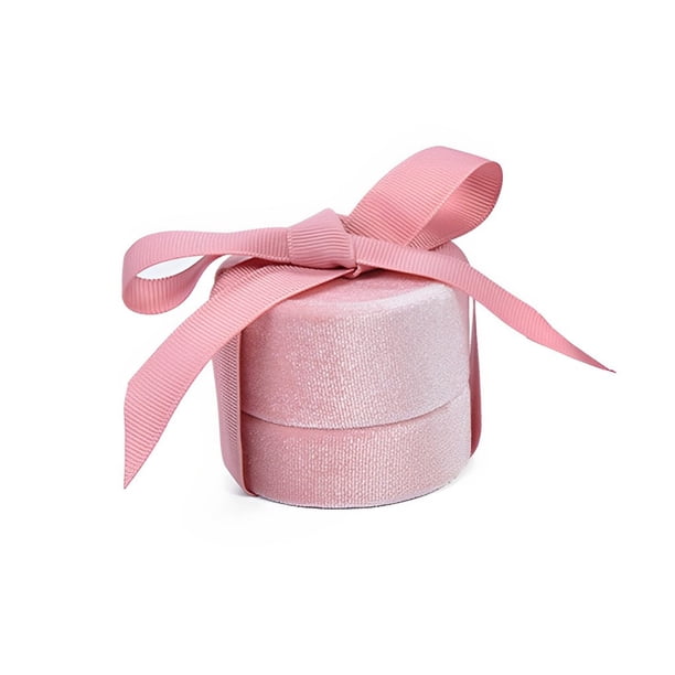 Minnieouse Joyas redondas Pendientes Colgante Embalaje Organizador Cinta Compromiso Anillo Caja Bowknot Caso Boda Rosa Type3 NO3