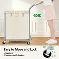 thumbnail image 5 of Ollieroo Laundry Hamper with Wheels,140L Rolling Laundry Hamper,2-Section Rolling Laundry Hamper with Removable Liner & Handles for Clothes Storage, Laundry Room,Beige, 5 of 8
