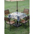thumbnail image 3 of Outdoor Tablecloth with Umbrella Hole and Zipper, Vintage Fall Blue Square Table Cloth 54x54 Inch Waterproof Tablecloth, Thanksgiving Botanical Pumpkins Picnic Table Cover for Patio Camping, 3 of 7