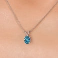 thumbnail image 3 of Gem Stone King 10K White Gold London Blue Topaz Pendant Necklace for Women | 0.60 Cttw | Gemstone November Birthstone | Oval 6X4MM | With 18 inch Chain, 3 of 6