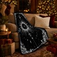 thumbnail image 3 of Black white radiant sun moons Flannel Blanket for bedroom study living room reading nook Home Decor mystic celestial star ornate corner art Gift for astrology lovers, 3 of 9