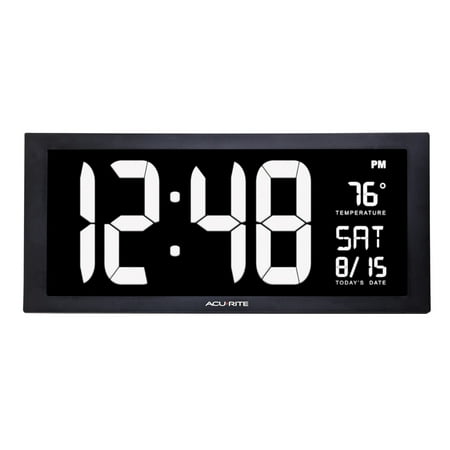 AcuRite 76102M Oversized LED Clock with Indoor Temperature, Date and Fold-Out Stand, 18, White