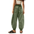 thumbnail image 4 of ManxiVoo Women Casual Wide Leg Pants with Pockets Soft Lounge Drawstring Trousers for Daily Use L Size Mint Green, 4 of 6