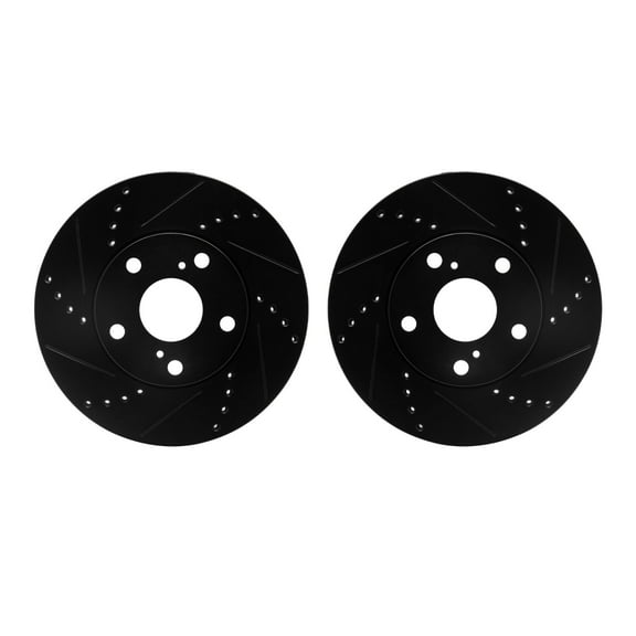 Dynamic Friction Company Front Brake Rotors-Drilled and Slotted-Black 8002-76007