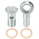 thumbnail image 1 of 16 mm ID 12 mm OD Banjo Bolt Manguera Barb Accesorios Conector adaptador de línea de combustible universal para motocicleta Coche Tono plateado Tono de cobre - Paquete de 4, 1 of 1
