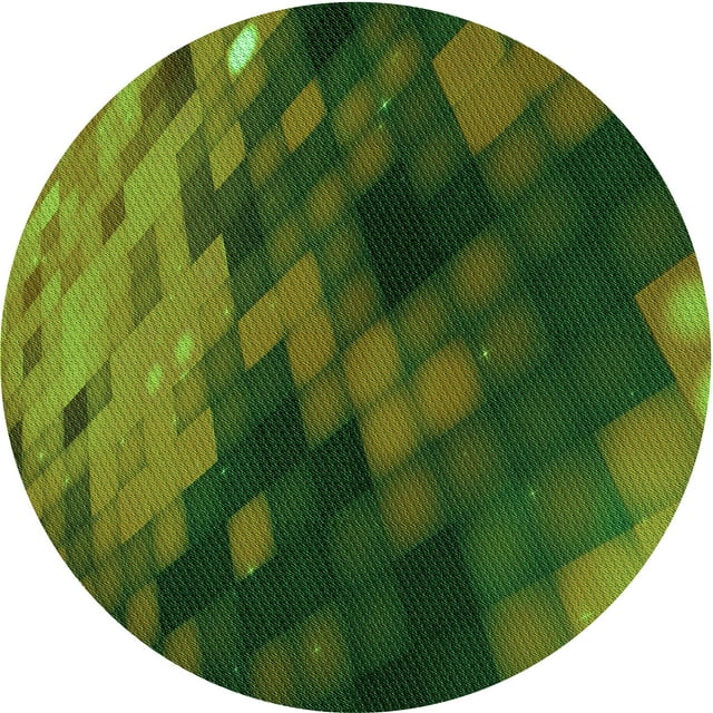 Ahgly Company Tapis Rond Lavable en Machine Intérieur Transitionnel Vert Forêt Foncé, 3 Pieds Rond