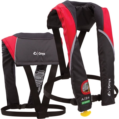 Grey USCG Approved ONYX A-24 In-Sight Automatic Inflatable Life Jacket 