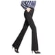thumbnail image 1 of Pantalones rectos de cintura alta para mujer: cintura elástica, pantalones acampanados con bolsillos, 1 of 7