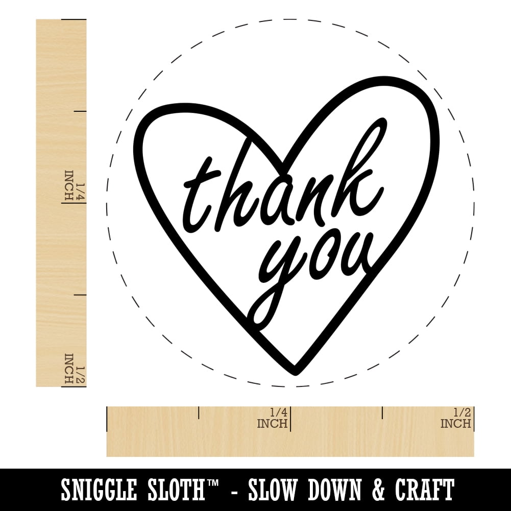 Thank You in Heart Self-Inking Rubber Stamp Ink Stamper - Black Ink - Mini 1/2 Inch