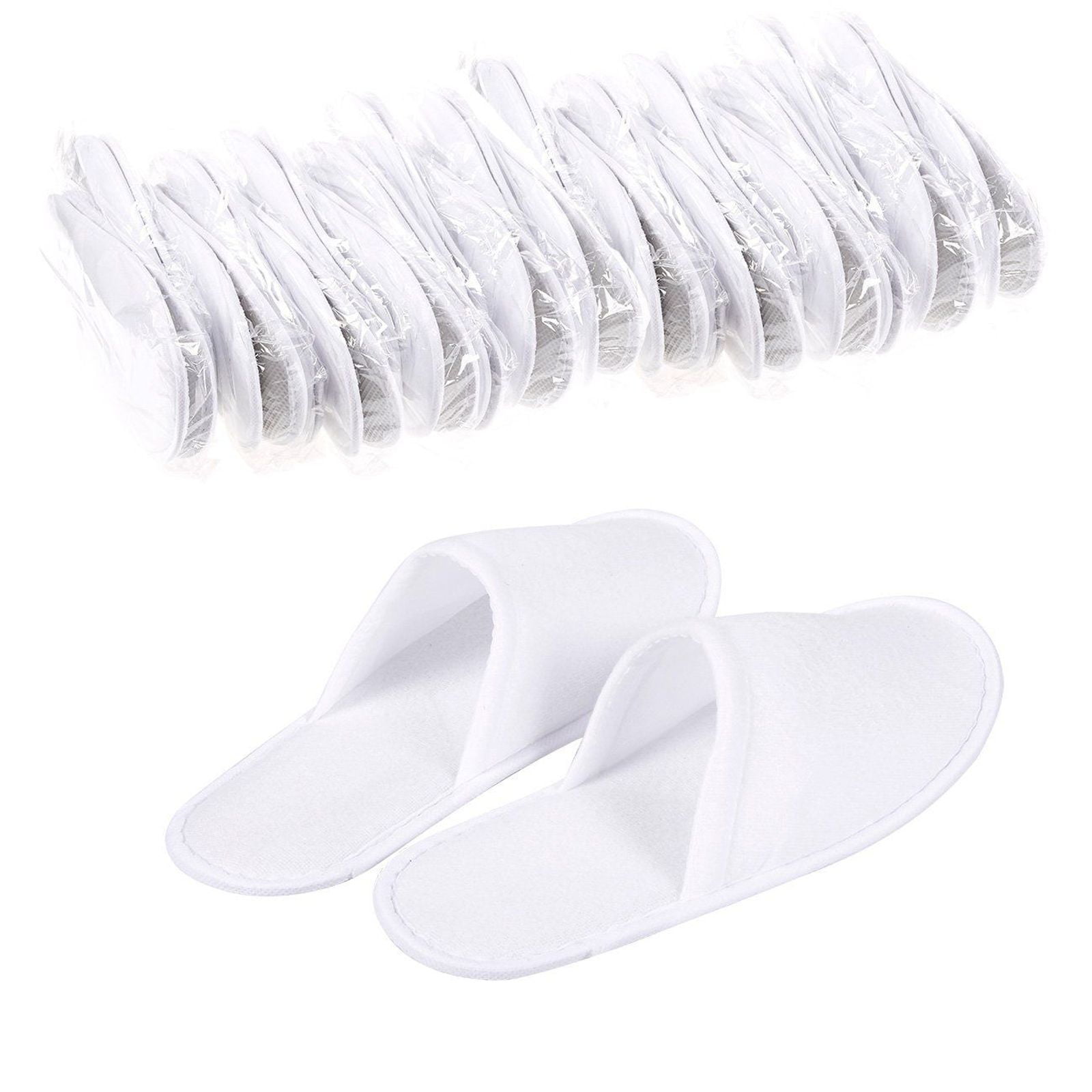 echoapple 5 Pairs of Waffle Open Toe White Spa Slippers-Two Size Fit Most Men and Women for Spa Hotel and Travel Party Guest