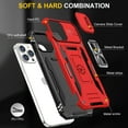 thumbnail image 2 of Armor Case for iPhone 16 with Sliding Camera Cover & Kickstand, Heavy Duty Military Grade Protection Phone Case, Built-in 360° Rotate Ring Stand, Shockproof Full Body Rugged Case, Red, 2 of 7