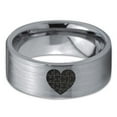 thumbnail image 2 of Tungsten Puzzle Heart Band Ring 8mm Men Women Comfort Fit Gray Flat Cut Brushed Polished, 2 of 4