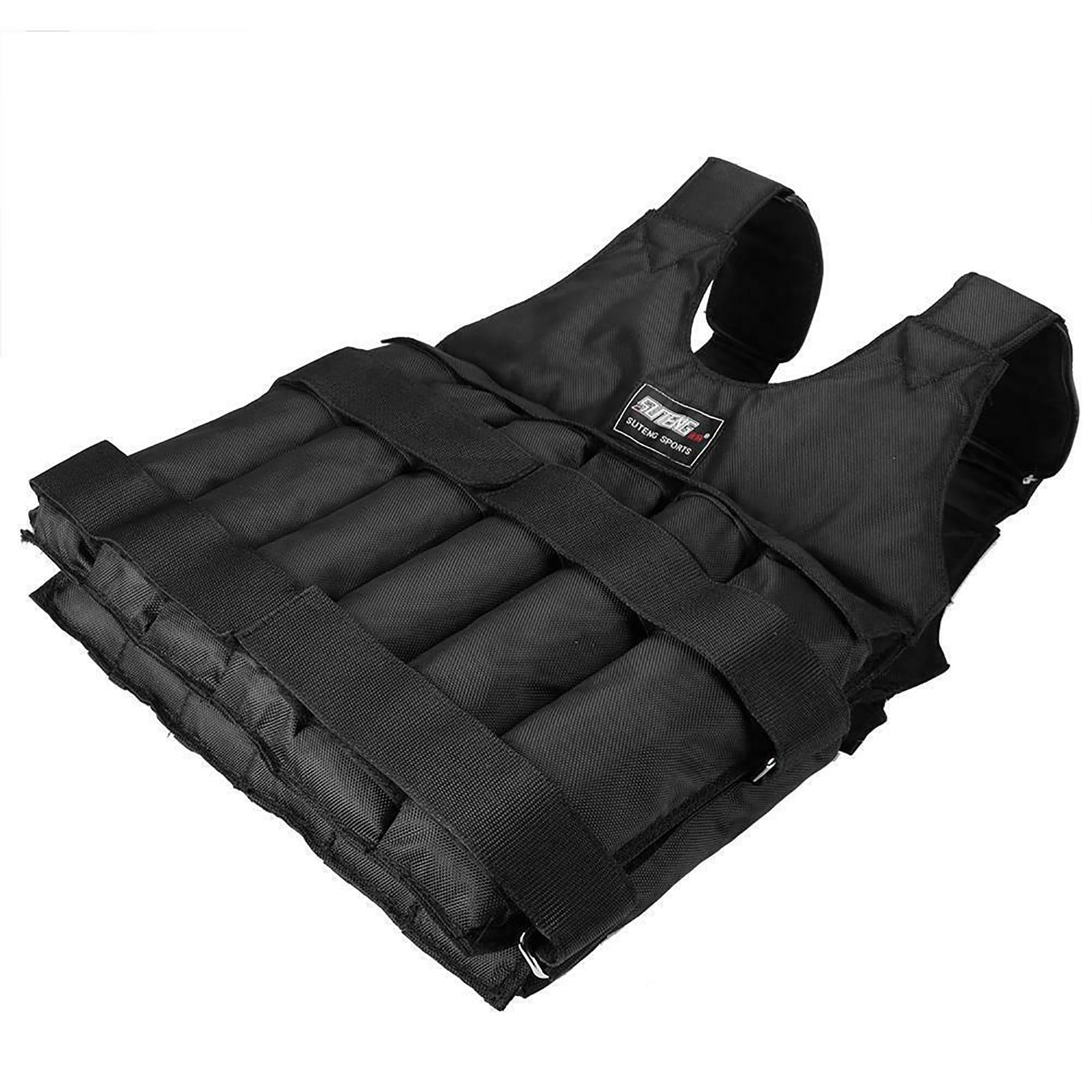 Adjustable Weighted Vest for Men & Women, Up to 110LB Fitness Body Weight Vest, Black Workout Training Vest for Running Jogging Walking Exercise