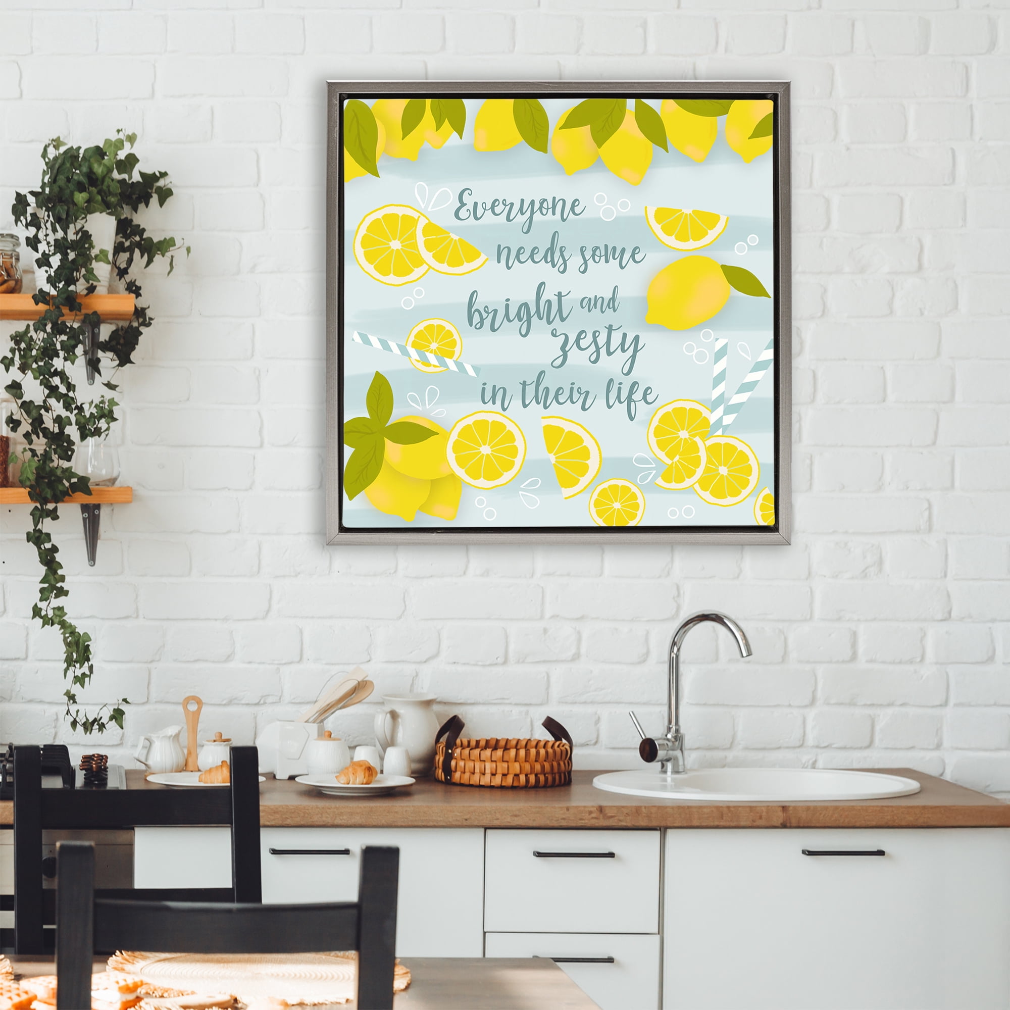 Stupell Industries Everyone Needs Bright & Zesty Gray Framed Floater Canvas Wall Art, design by Anna Quach