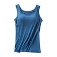 thumbnail image 2 of VV AVEORS Tank Top For Women With Built In Bra Summer Padded Bra Cotton Casual Basic Tanks Workout Yoga Camisole Top Undershirt Blue L, 2 of 3