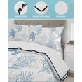 thumbnail image 4 of Quilts Twin-XL Size Bedding Set, Blue Grey Coastal Lightweight Quilted Comforter, Sea Turtle Nautical Coral Summer Beach Reversible Bedspread Coverlet with Pillow Covers for All Season, 68" x 98", 4 of 7