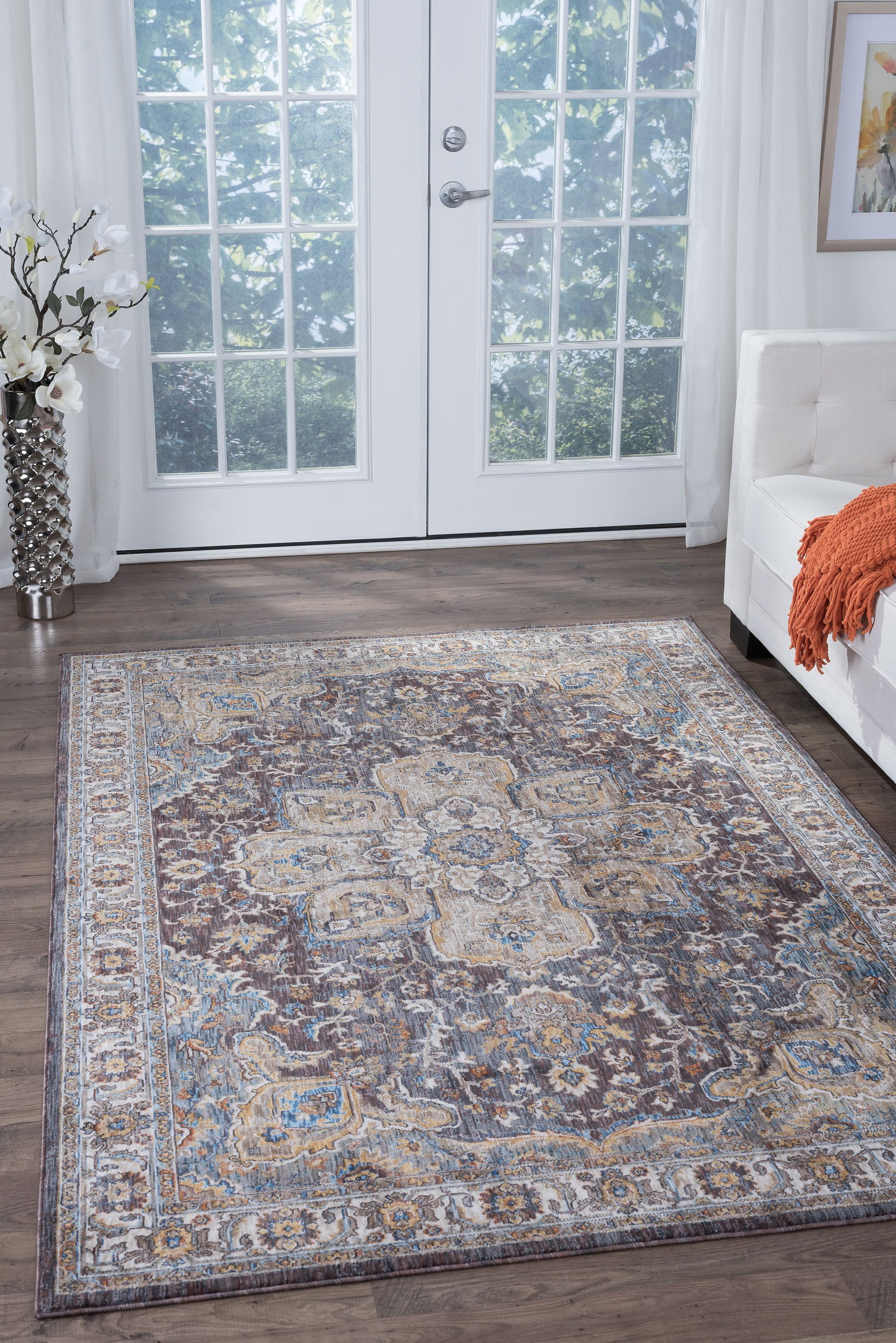 Traditional 9x13 Area Rug (9'3'' x 12'6'') Oriental Brown, Blue Living