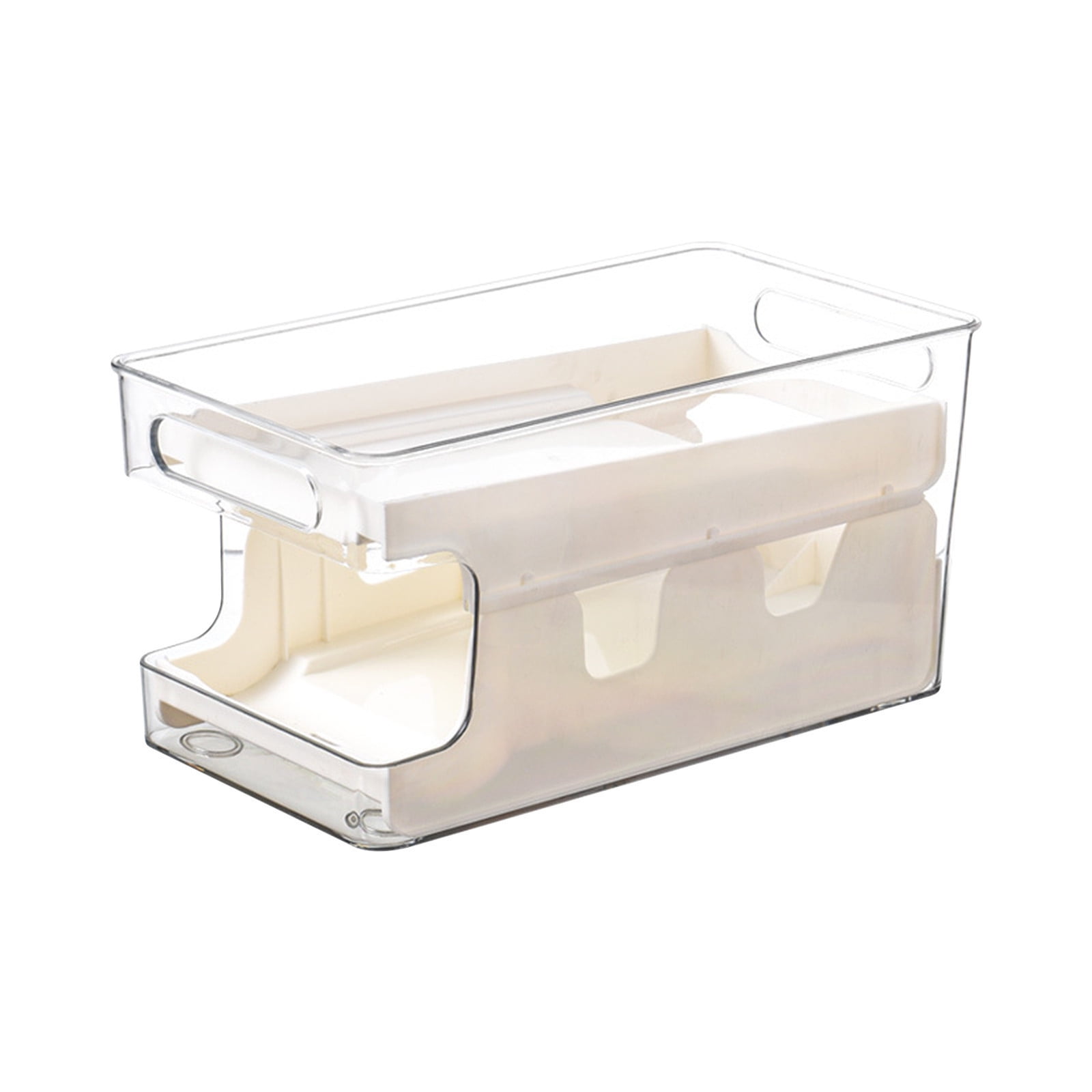 Viflosae Automatic Rolling Refrigerator Storage Box Double Layer Transparent Beer Cola Can Organizer Pantry Fridge Shelf Space Saver Efficient Kitchen