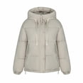 thumbnail image 5 of yoeyez on Clearance Winter Coat for Woman Hooded Quilted Mid-Length Puffer Jacket Padded Warm Thickened Down Jacket Lightweight Zip Up Casual Parka Coat, 5 of 6