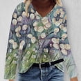 thumbnail image 2 of IROINID Chemises à Manches Longues Col en V pour Femmes Grande Taille Décontracté Ample Imprimé Blouse, Vert, 2 of 5