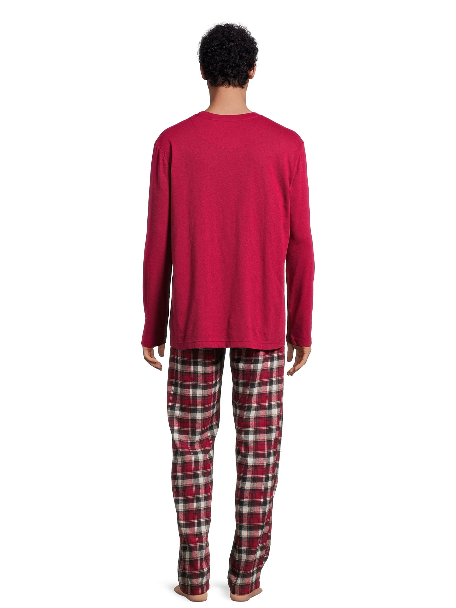 Hanes Men’s Slub Jersey Top and Ultra Soft Flannel Sleep Pants Set, 2-Piece, Sizes S-5XL
