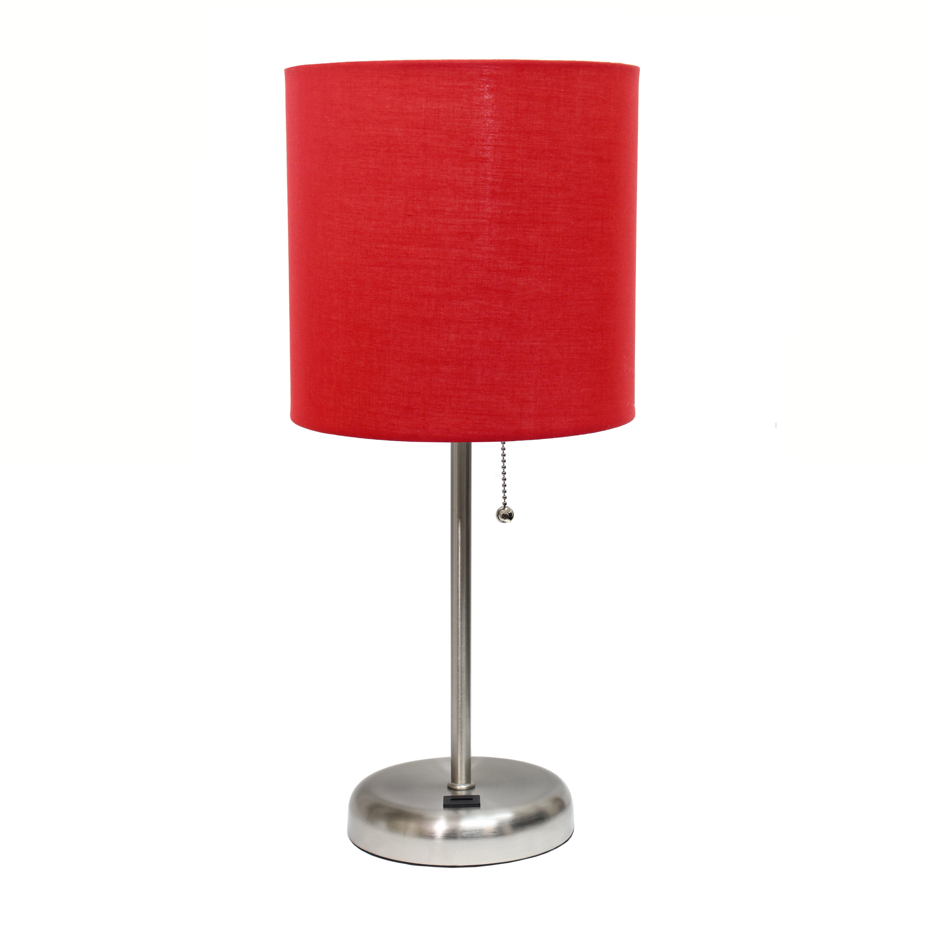 LimeLights Stick Lamp with USB port and Fabric Shade, Red