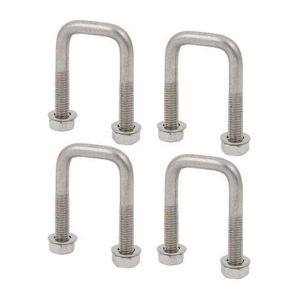 Unique Bargains 4pcs M6 20mm Width 304 Stainless Steel Square U Bolt w Hex Nut Washer