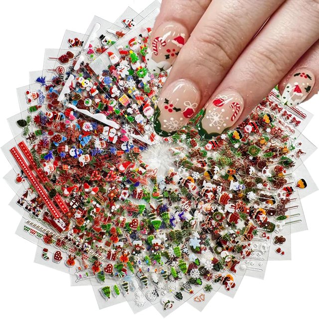Calcomanías para uñas Tisaindor, 30 piezas, diseños navideños 3D