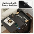 thumbnail image 3 of Farmhouse Nightstand Set 2 with Gun Drawer,Bedside Table with Charging Station and Human Body Senor,3 LED Lights Night Stand with 3 Drawers and Open Shelf,End Side Table for Bedroom(Black), 3 of 9