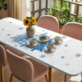 thumbnail image 3 of Blue Christmas Trees Table Cloths for 8 Foot Rectangle Tables, Navy Winter Snowflakes Checkered Patio Waterproof Elastic Fitted Tablecloths, Washable Rectangular Table Cover for Camping, 3 of 8