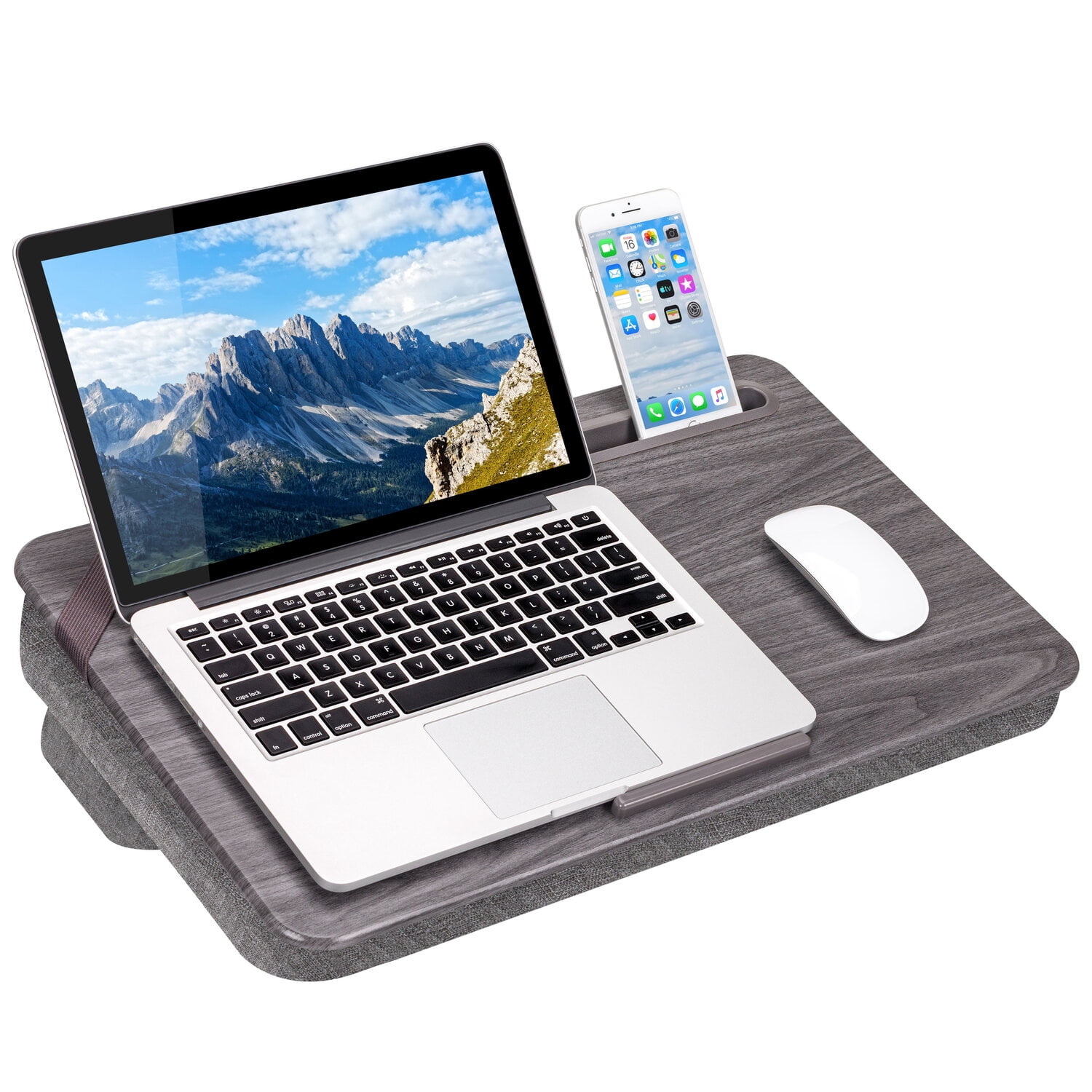 LapGear Elevation Lap Desk with Booster Cushion Gray Woodgrain