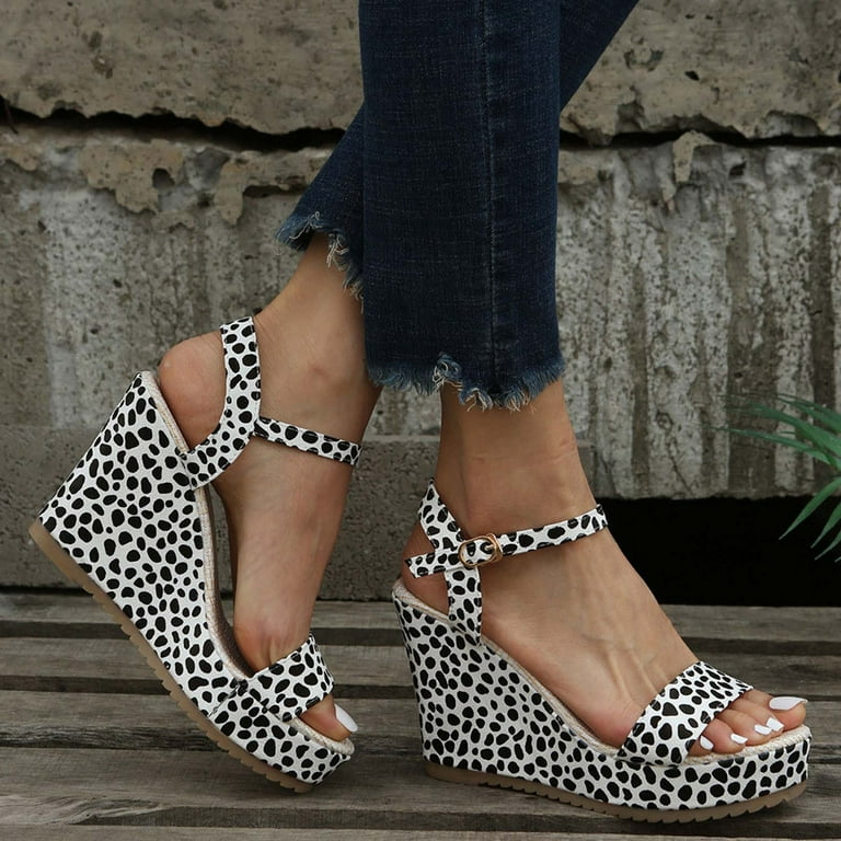 Leopard wedge shop pump