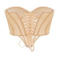 thumbnail image 4 of Women Tube Top Strapless Backless Lacing Pleated Irregular Vests, 4 of 6