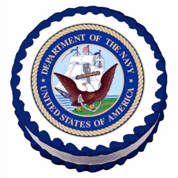United States of America Department of the Navy Seal Logo Eagle Anchor Edible Image Icing Cake Topper for Quarter Sheet Cake, by TNCT
