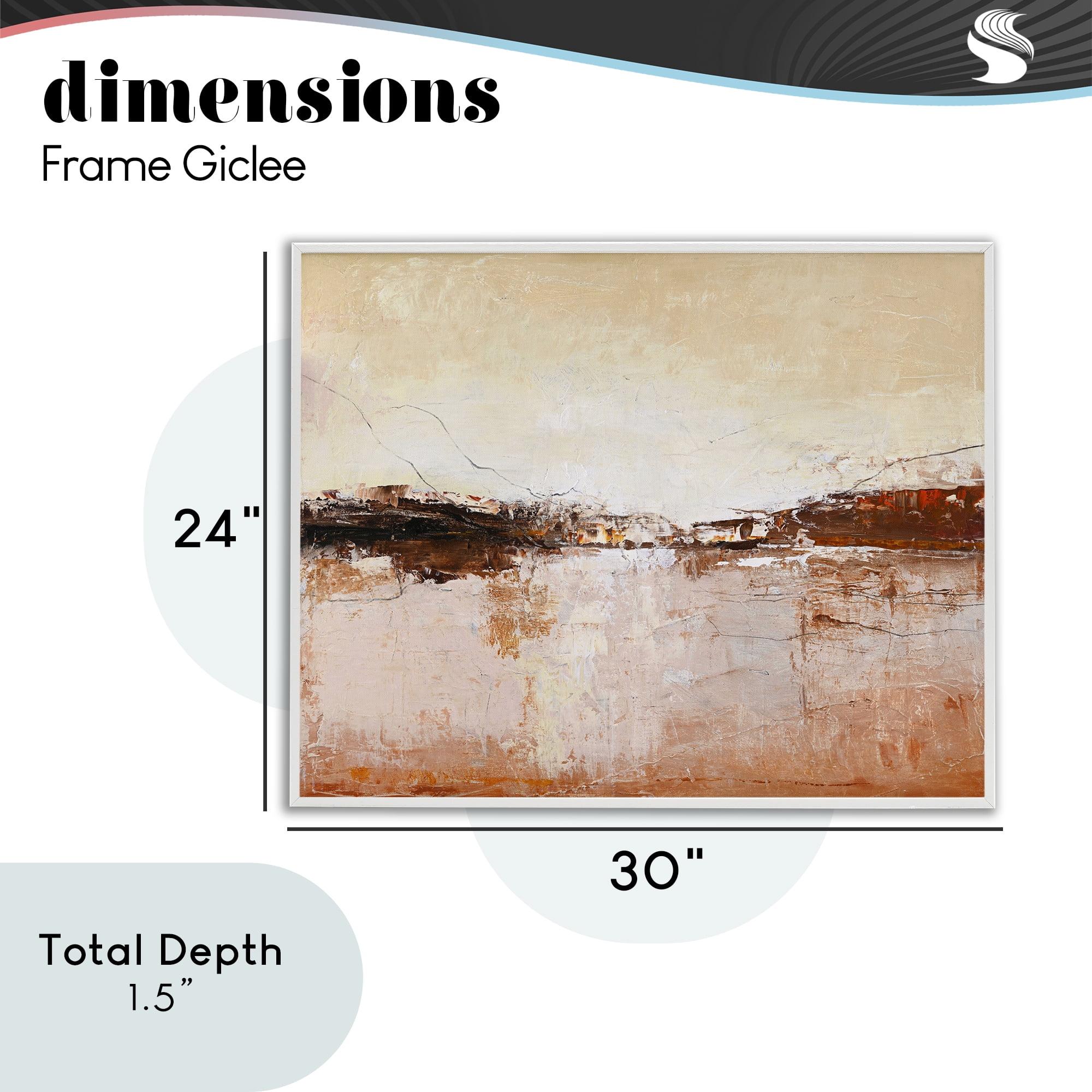 Warm Distressed Horizon White Framed Giclee Art, design by Design Fabrikken