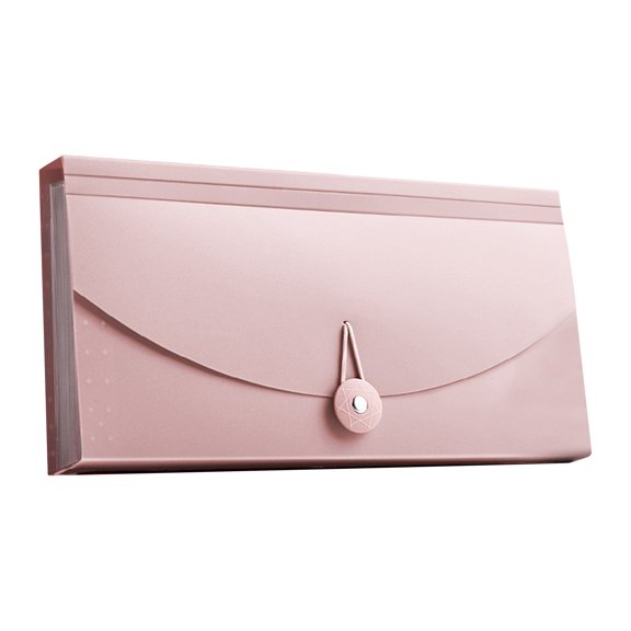Expanding File Folder With 13 Pockets, Multi - Layer Invoice Organizer With Snap Closure, Office Supplies For Document Storage, Receipt Organization, Home Office Use, Light Pink