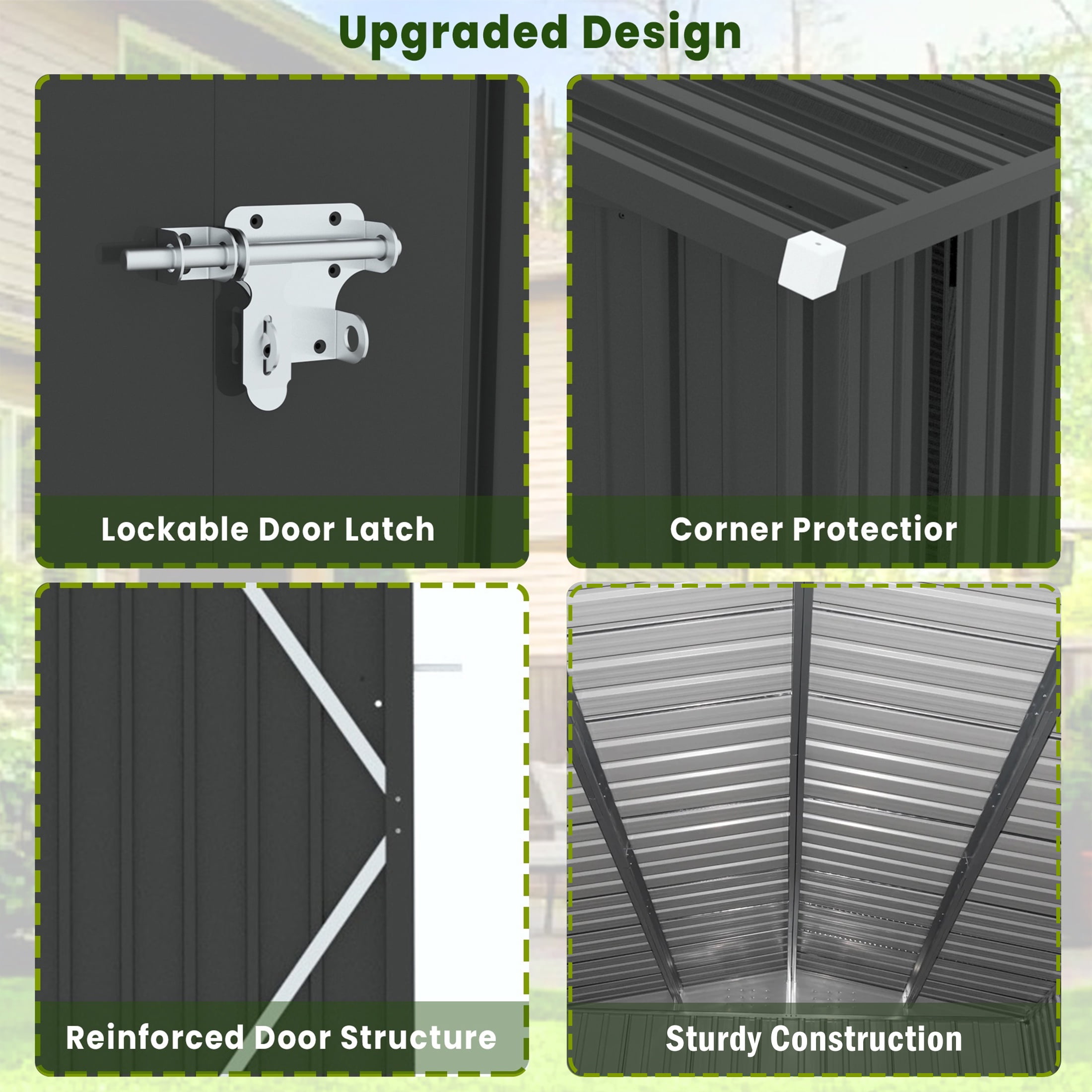 Enyopro 8'x 6' Outdoor Storage Shed, Large Metal Storage Sheds with Lockable Door, Garden Storage House for Lawnmower, Garden Tools, Bike, Garage