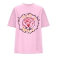 thumbnail image 5 of Graphic Tennis Tees for Women Women’s T-Shirts Oversized Graphic Tops for Casual Everyday Wear Blend Tee with Prints Comfortable Fit Pink 3XL, 5 of 5