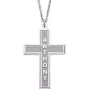 Personalized Planet Sterling Silver Religious Cross Name Pendant, 20"