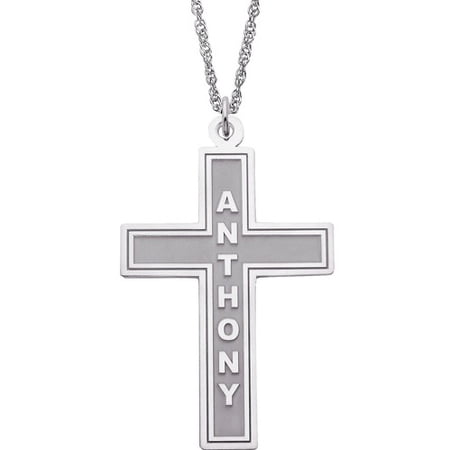 Personalized Planet Sterling Silver Religious Cross Name Pendant, 20"