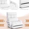 thumbnail image 6 of Unbranded Indoor Chaise Lounge Sofa, Folding Lazy Sofa Floor Chair with 6-Position Adjustable Backrest Lumbar Pillow, Folding Padded Lounger Bed with Armrests, Assembly-Free (White), 6 of 9