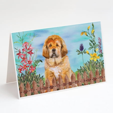 Tibetan Mastiff Spring Greeting Cards and Envelopes Pack of 8