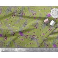 thumbnail image 2 of Soimoi Green Velvet Fabric Insects,Rose & Leaves Print Fabric by the Yard 58 Inch Wide, 2 of 3