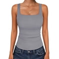 thumbnail image 4 of ANRABESS Tank Top for Women Summer 2026 Double Lined Sleeveless Square Neck Basic Tight Workout Tees Shirts Grey X-Small, 4 of 12