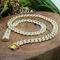 thumbnail image 6 of 22 Carat Round Cut Lab Created Moissanite Diamond Cuban Chain Necklace In 14k Yellow Gold Over Sterling Silver Necklace 20" Certificate of Authenticity (G-H Color, 22.00 Cttw), 6 of 7