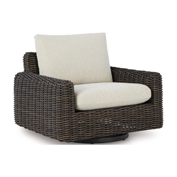Signature Design by Ashley Kimora Brown Outdoor Swivel Lounge Chair