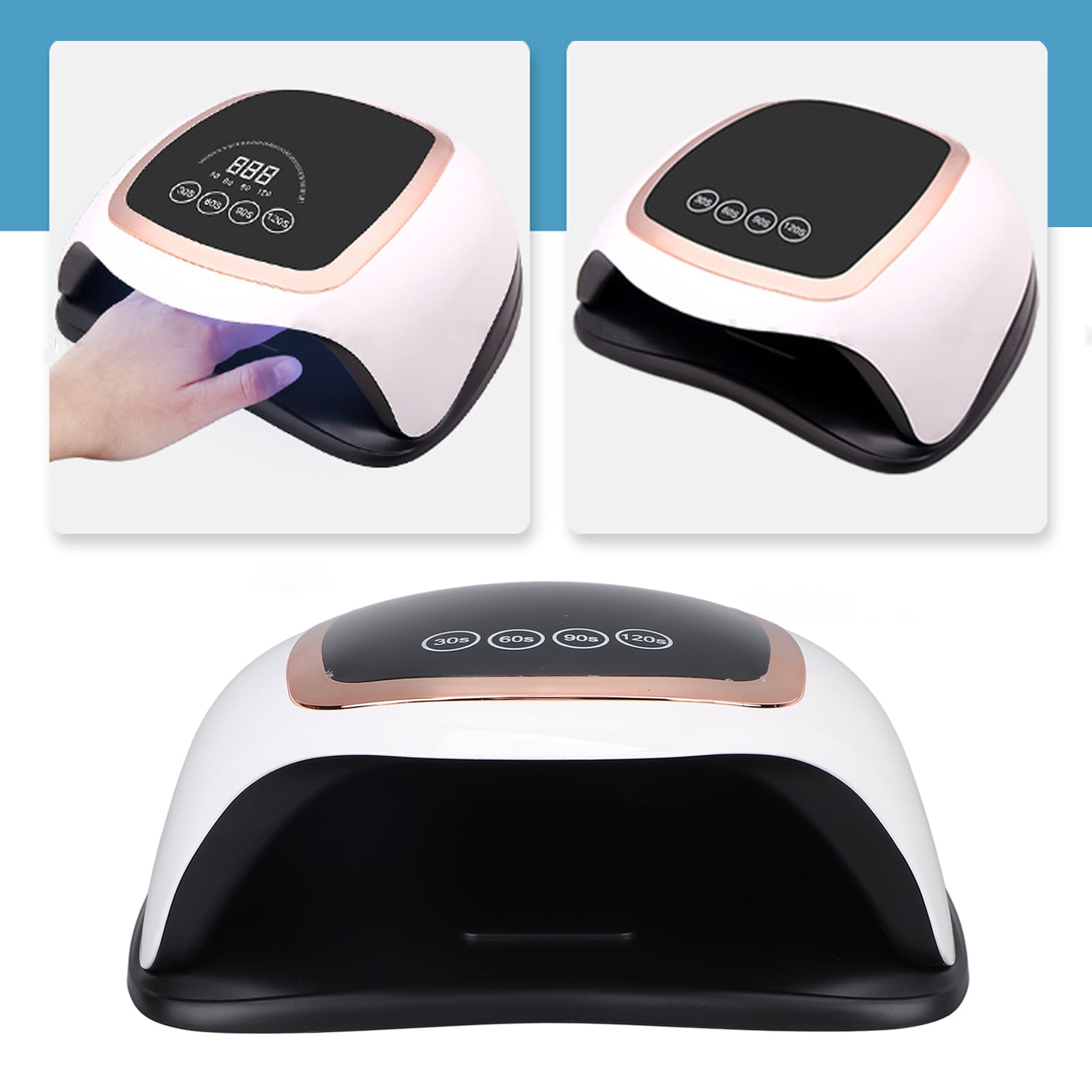 Xirurus 168W UV LED Nail Dryer for Gel Polish, 42pcs Light Chips, 4 Timer Settings, Detachable Bottom Curing Lamp with Smart Auto Sensor, Home Salon Nail Equipment, 9.45 inches / 24 cm, EU Plug