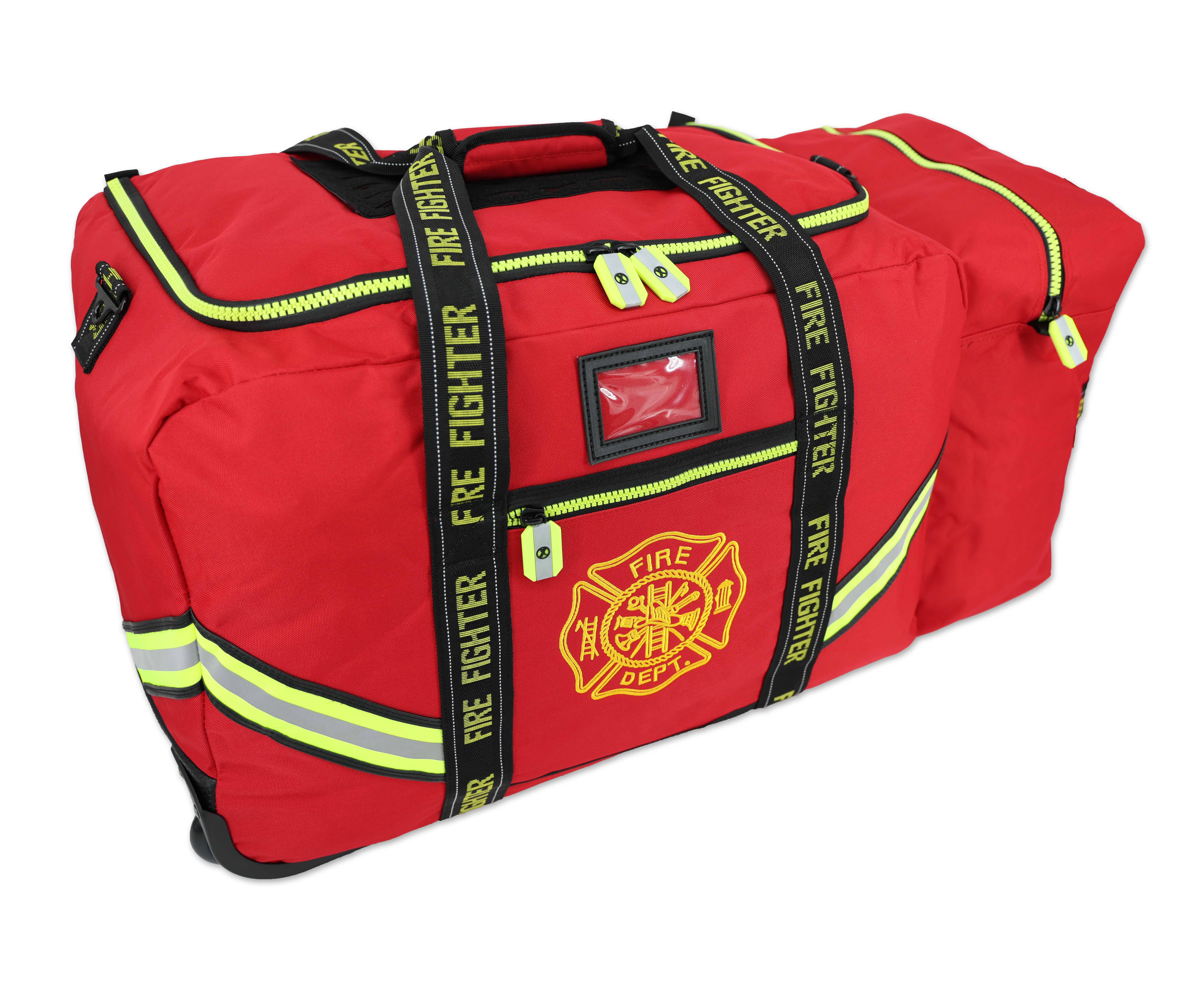 Lightning X Fireman's Value Edition XL Firefighter Step-In Turnout Gear Bag w/ Wheels, Helmet Pocket & Maltese Cross for First Responder