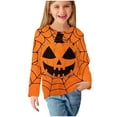 thumbnail image 5 of Odeerbi Teen Girls Fall Winter Basic Layering T-Shirt Halloween Basic Tees 3-14 Years Kids Long Sleeve Shirt Halloween Pullover Base Layer Shirts Teen Clothes Orange, 5 of 6
